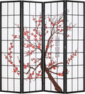 FDW Room Divider 6Ft Folding Privacy Divider 4 Panel Oriental Shoji Screen Wall by FDW