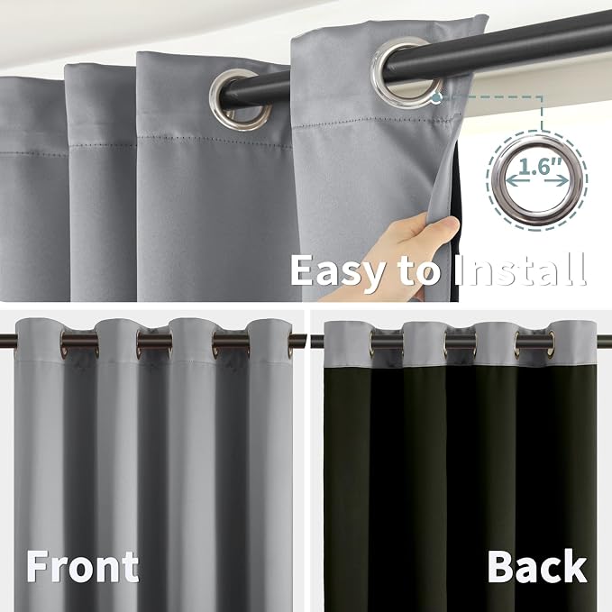 BGment Dove Grey Blackout Curtains - Image 6