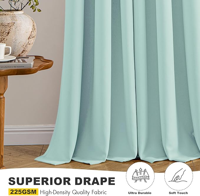 MIULEE Blackout Curtains for Bedroom 2 Panels 40 x 84 Inch Long Aqua | Thermal - Image 5