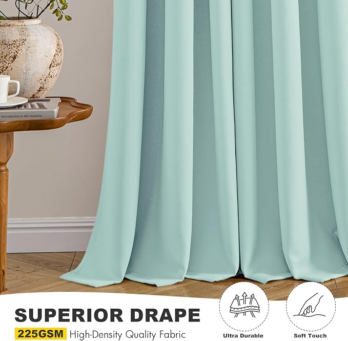 MIULEE Blackout Curtains for Bedroom 2 Panels 40 x 45 Inch Long Aqua | Thermal - Image 5