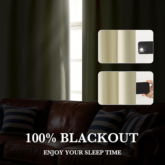 RYB HOME 100% Blackout Basement Curtains 30 inches Long, Heat & UV Blocking | - Image 5