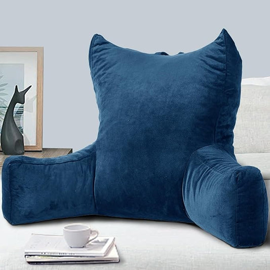 Neustern Reading Pillow for Sitting in Bed Adult, Back Pillow for Bed Shredded Memory Foam Chair Pillow with Arms and Pockets, Backrest and Support with Washable Cover for Watching TV/Gaming/Relaxing