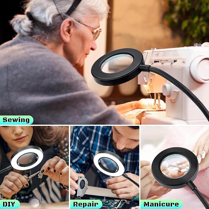10X Magnifying Glass with Light, Clip on Mganifier with Light, 48 LED Desk - Image 7
