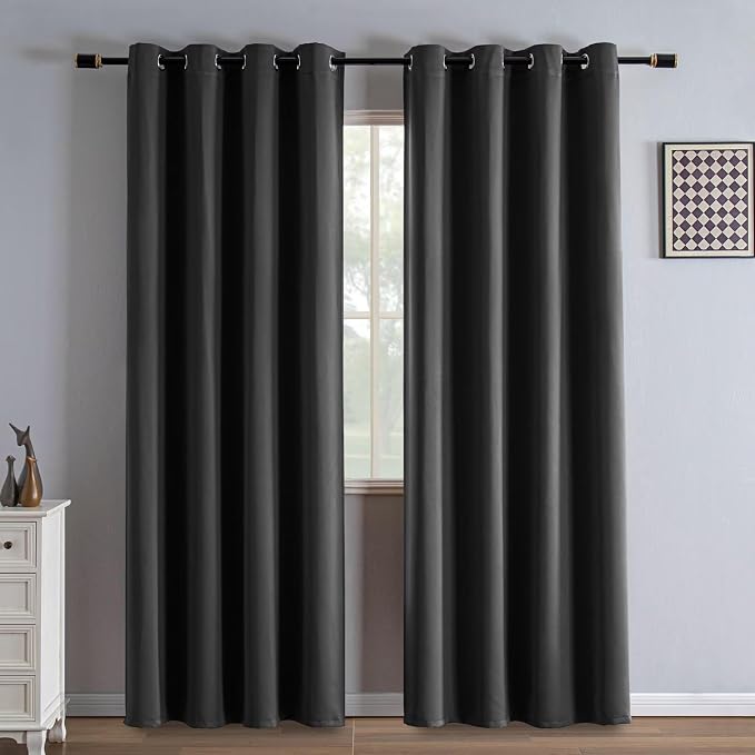 IGEMAEVE Blackout Curtains for Bedroom Rod Pocket Dark Grey 52" W x 84" L | by IGEMAEVE