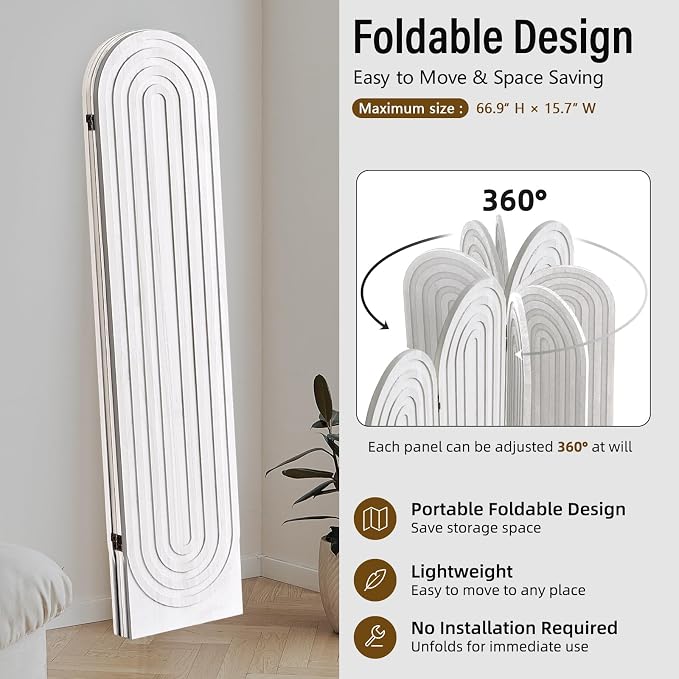 Wood Room Divider Panel, Folding Privacy Screen 4 Panel, Separators Divider - Image 7
