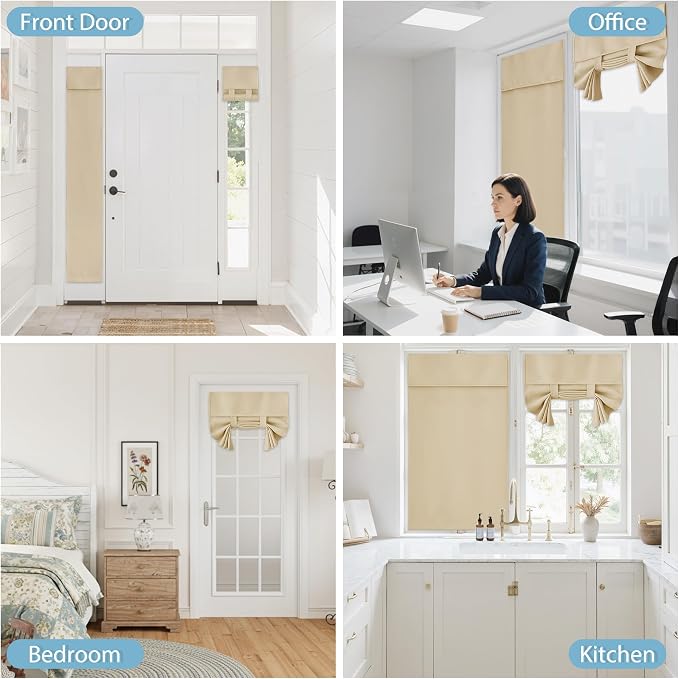 RYB HOME Blackout Door Curtain Kitchen Window Curtains, W34 x L40, Thermal - Image 9
