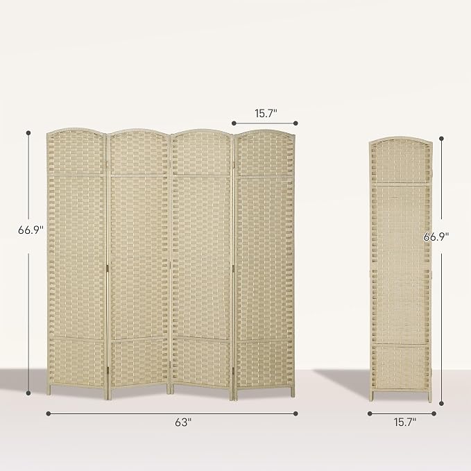 HOMCOM Room Divider 4 Panel Folding Privacy Screen 5.6' Tall Charcoal Gray | - Image 7