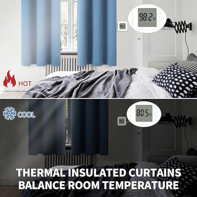 BGment Denim Blue Blackout Curtains 72 Inches Long - Image 2