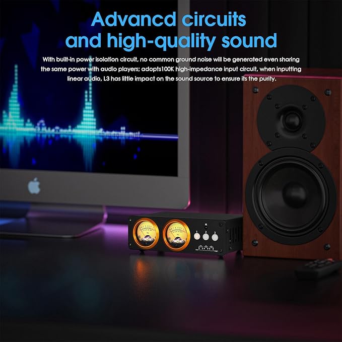 Douk Audio L3 RCA Audio Switch 1 in 3 Out & 3 in 1 Out, 3 Channel Switcher Selector Box with Remote Control & VU Meter & Bypass for PC, Amplifier, Speaker