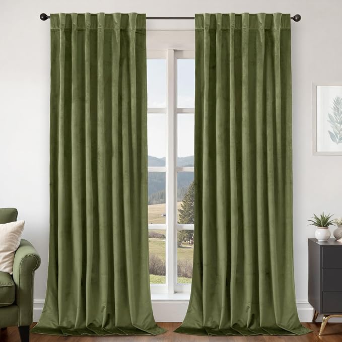 BGment Blackout Velvet Curtains, 52 x 108 Inch, Sage Green | Soft, Room by BGment