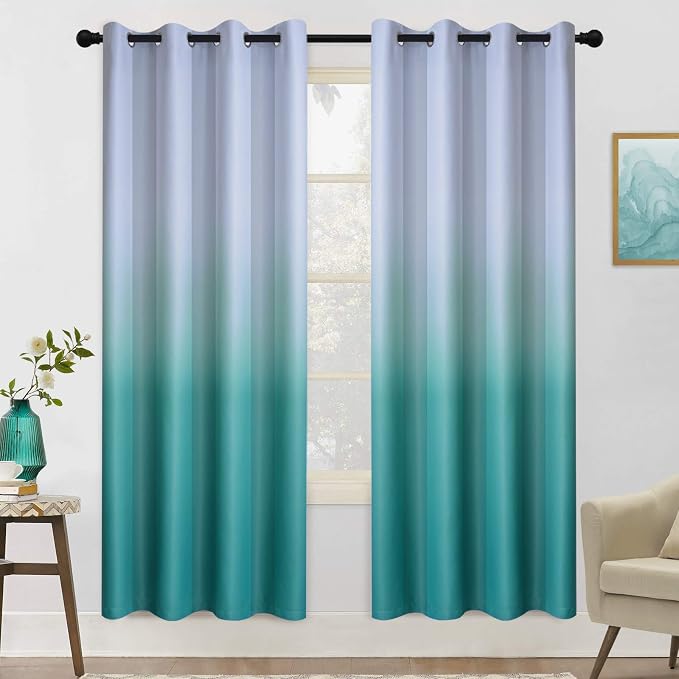 COSVIYA Grommet Ombre Room Darkening Curtains 72 inch Length 2 Panels, Gradient by COSVIYA