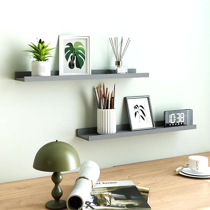 Grey Floating Shelves for Wall Decor, 24 in Shelf - Image 2