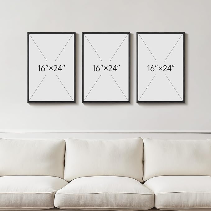 Framed Abstract Landscape Wall Art, Soft Blue and Green Nature Pictures - Image 3