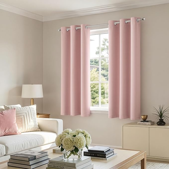 Light Pink Blackout Curtains for Bedroom Living Room W40 x L63 Inch | 63 Inch - Image 6