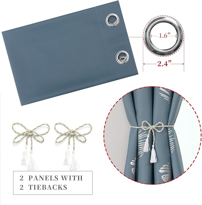 Stone Blue Blackout Curtains 96 Inches Long, Grommet Curtains - Image 4