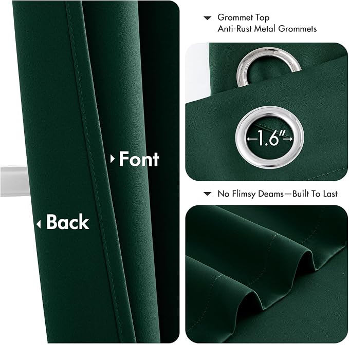 MIULEE Blackout Curtains for Bedroom 2 Panel 40 x 72 Inch Long Hunter Green | - Image 4