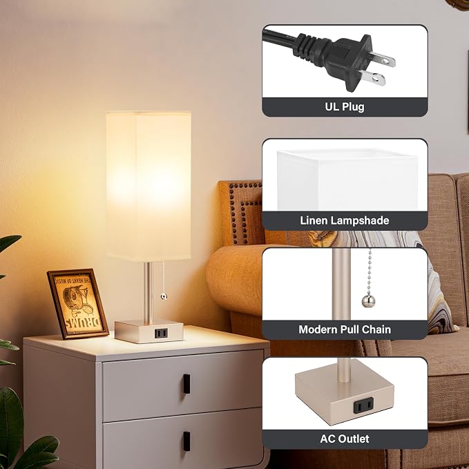 Bedside Lamp for Bedroom Set of 2 - Image 6