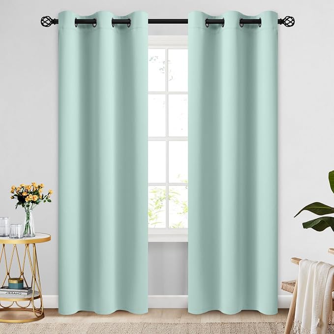 COSVIYA Grommet Room Darkening Aqua Curtains 84 inch Length by COSVIYA