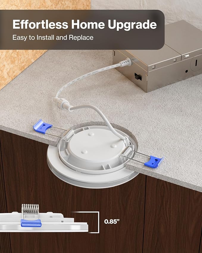 Sunco 4 Inch LED Recessed Lights with Night Light, Slim Ceiling Lighting, 900 LM, 11W (110W Equiv), Selectable CCT 2700K/3000K/3500K/4000K/5000K, Dimmable, Canless with Junction Box ETL 4 Pack.