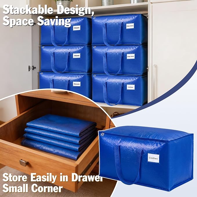 KYODOLED 4 Pack Blue Moving Bags, 24 Gal Large Storage Totes - Image 6