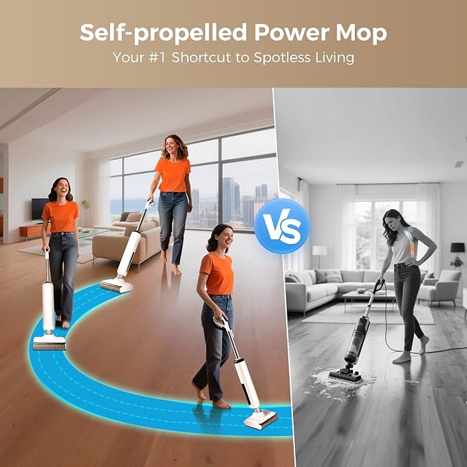 BROBIG Wet Dry Vacuum Cleaner, 180°Lie-Flat Vacuum Mop All in One with Auto Self-Cleaning, Smart Floor Cleaner Machine for Hard Floor, 45 Mins Runtime, Edge Cleaning, Self-Propelled Vacuum Mop Combo