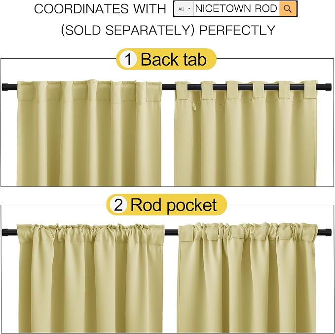 NICETOWN Bedroom Blackout Curtain Panels - Image 3