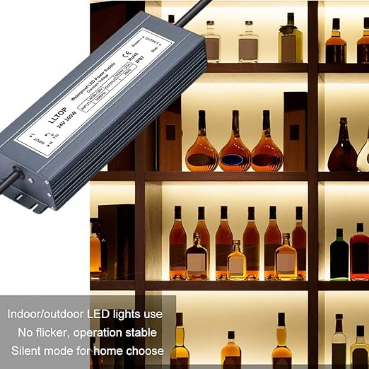 LLTOP LED Power Supply 24V 12.5A 300W LED Driver AC90-130V to 24VDC Converter Low Voltage Transformer Waterproof for Indoor Outdoor LED Lighting