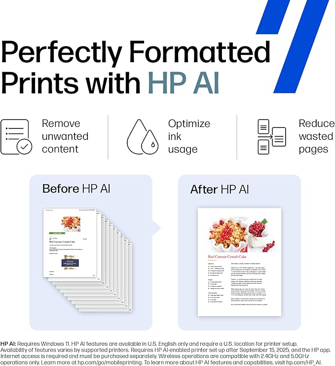 HP Smart Tank 5000 Wireless All-in-One Ink Tank Printer, Scanner, Copier with 2 Years of Ink Included, Best-for-Home, Cartridge-Free, Refillable, AI-Enabled (5D1B6A)