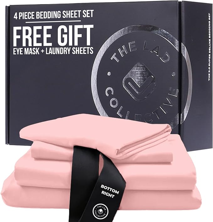 THE LAD COLLECTIVE 3.0 Queen Bedding Set - 4-Piece Bedset w/Fitted Sheet, Top Sheet & 2 Standard Pillowcases [Duvet Not Included] - Bamboo-Cotton - Acadia