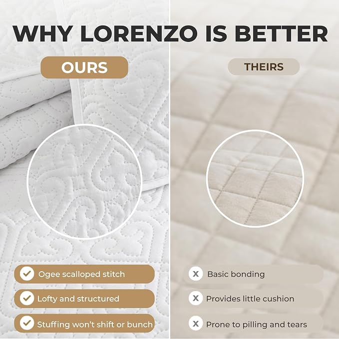 HLC.ME Lorenzo - 3 Piece Bedspread King Size Beige Quilt Bedding Set, - Image 3