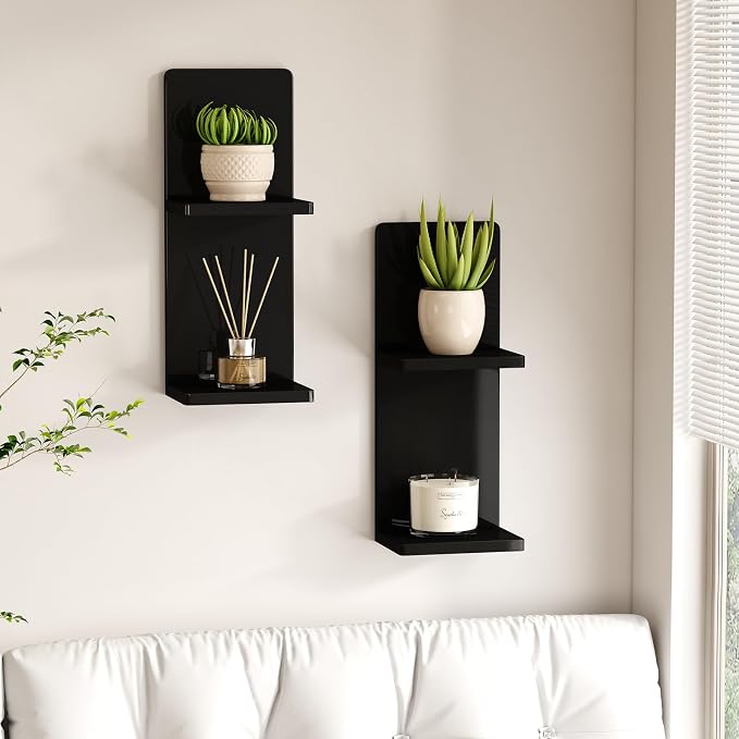 Floating Wall Shelves Set of 2, Modern Storage by FunctionalWoodFurniture