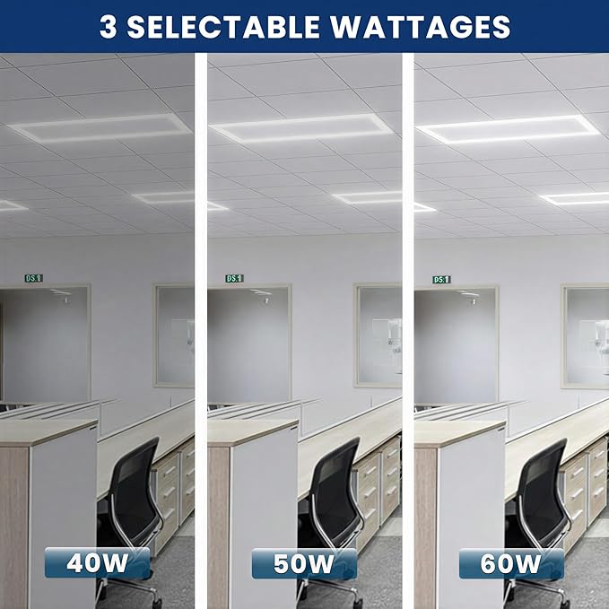 2x4 LED Flat Panel light, Edge-lit Frame Selectable 40W/50W/60W & CCT 3K/3500K/4K/5K/6500K, 7500LM, LED 2x4 Ceiling Light, 0-10V Dimmable Drop Ceiling Light Fixture, Led Flat Panel (4Pack)