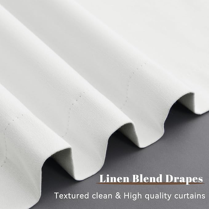 Off White Linen 100% Blackout Curtains - Image 8