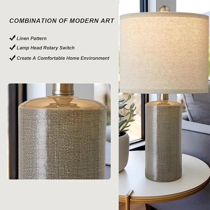 G-SAFAVA 20.25" Small Table Lamps Set of 2 Modern Ceramic Lamps - Image 4