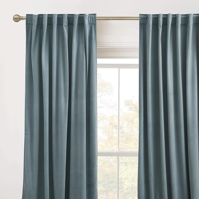 RYB HOME Velvet Curtains 102 inches Long, Extra Long High Ceiling Curtains | - Image 2