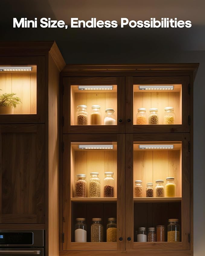 GOODEA 6 Pack Led Under Cabinet Lights Wireless with Charging Station, 7’’ Rechargeable Motion Sensor Light Indoor, Dimmable Closet Lights for Cabinets, Bookshelf, Stair, Hallway Warm White
