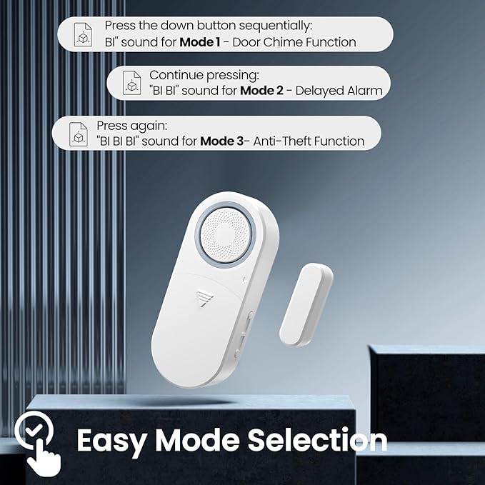 Freezer Door Alarm with Delay When Left Open, Door Chime Window Open Alarm Close Doors Reminder Loud 120 dB for Home, Store, Office, School