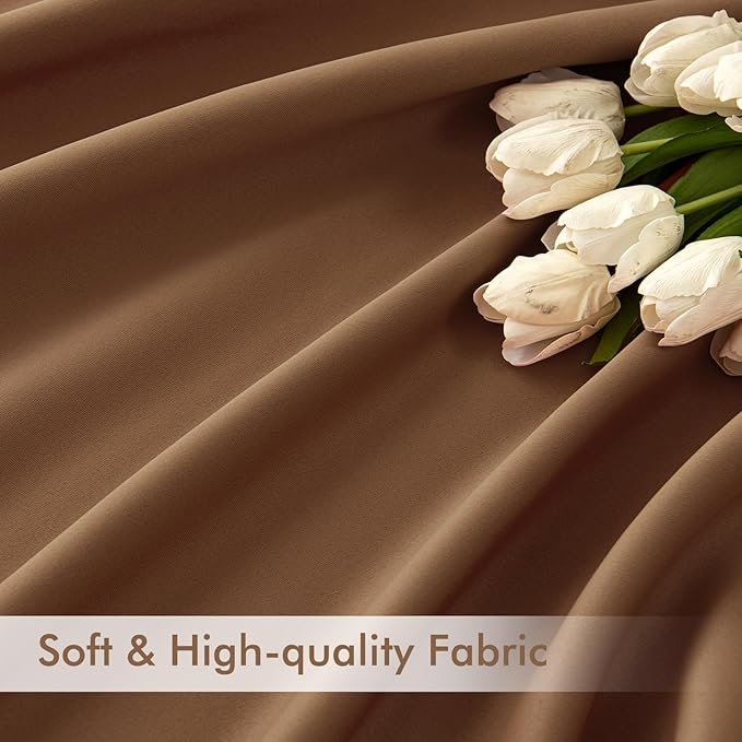 MIULEE Cappuccino Brown Back Tab Blackout Curtain 52"x102" Long 2 Panel Set | - Image 6