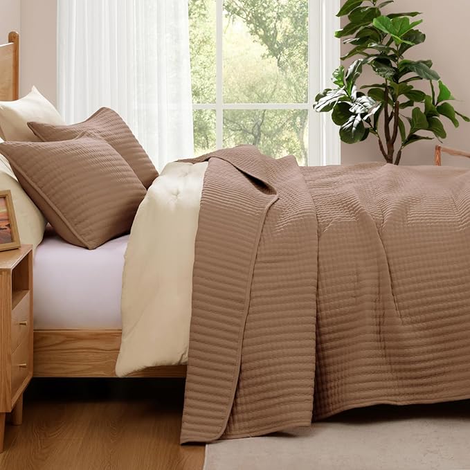 Oversized King Quilt-Brown Lightweight Bedspreads Quilt Bedding Set | Soft - Image 8