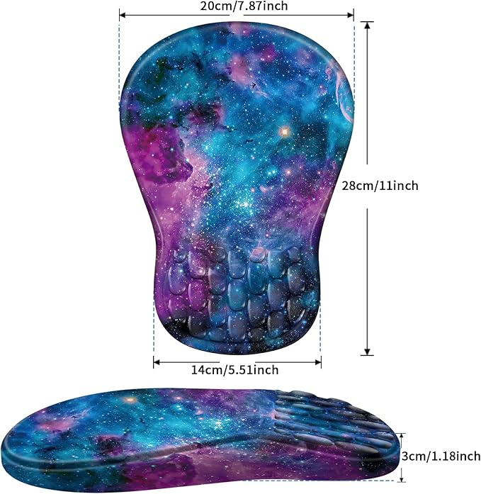 YIWEI Ergonomic Mouse Pad with Wrist Rest - Comfortable Office Mousepad with Memory Foam Wrist Support for Carpal Tunnel Relief, Mouse Pads with Non-Slip Base for Gaming and Home (Starry Sky)