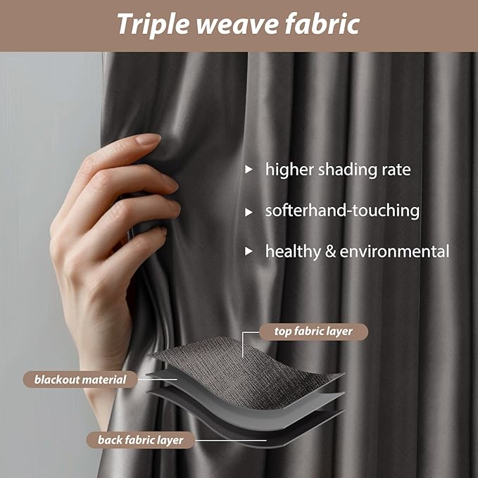 Room Divider Curtains with Ceiling Curtain Track Set Window Curtain for Bedroom,Living Room Total Blackout Thermal Insulated Privacy Ceiling Track Curtain W 6 × H 9 FT Grey drape&Black track