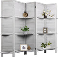Room Divider with Shelves, 5 Panel Grey Privacy Screen | Partition Room by AMBITION+LAND