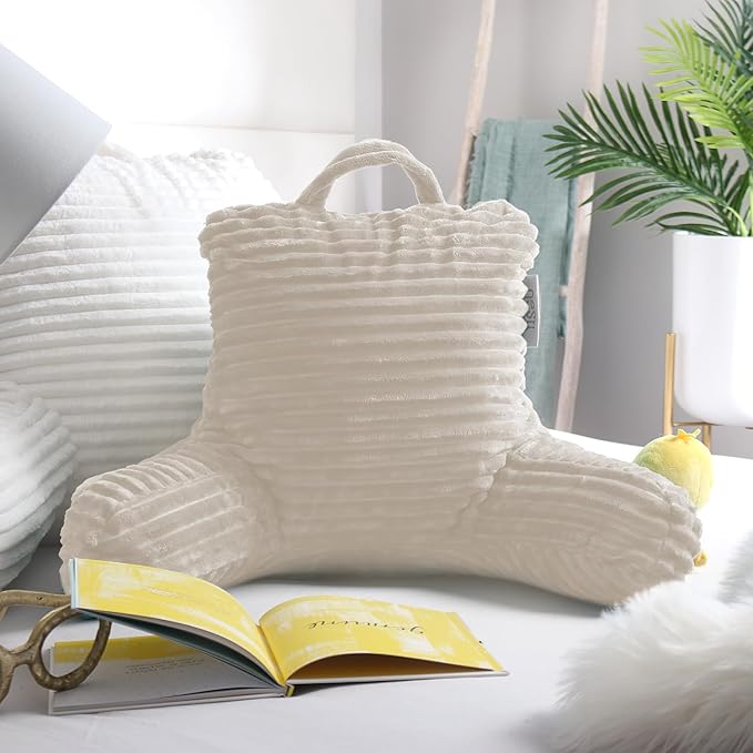 Nestl Reading Pillow for Kids & Teens with Shredded Memory Foam, Luxe Cut Plush Backrest Pillows for Reading and Gaming, for use on Couch, Bed, Floor, Adjustable Support with Washable Cover Linen