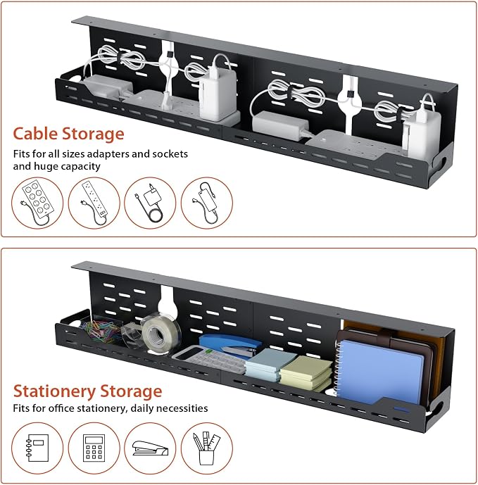 Univivi Under Desk Cable Management Tray, Cable Management, 32 inch, Under Desk - Image 4