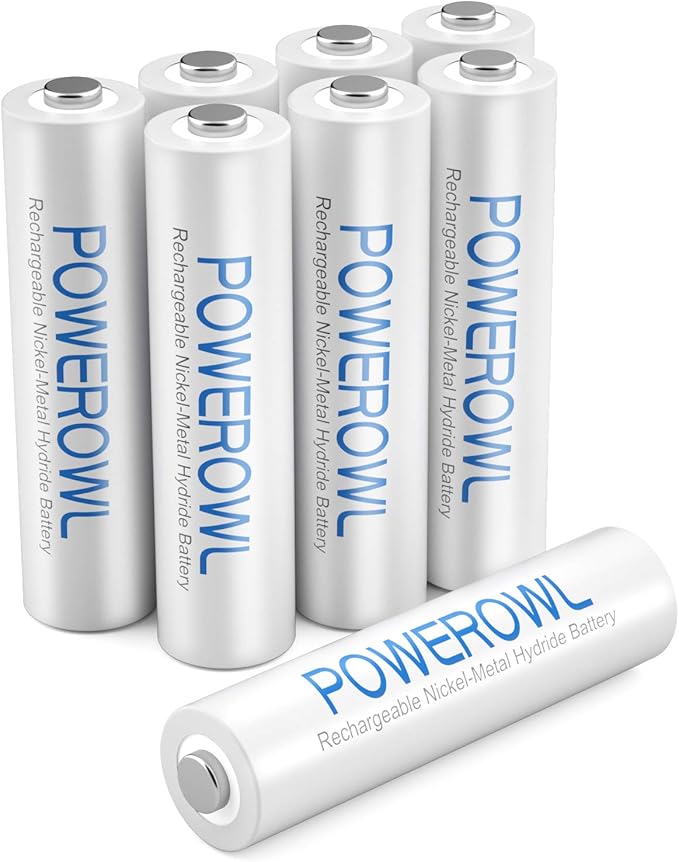 POWEROWL AAA Rechargeable Batteries, Rechargeable AAA Batteries 1000mAh High Capacity 1.2V NiMH Low Self Discharge Rechargeable AAA Battery, 8 Pack