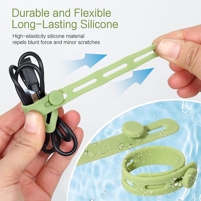 Donruby 24Pcs Silicone Cable Ties, Reusable Cord Organizer Straps, 4 Colors | - Image 4