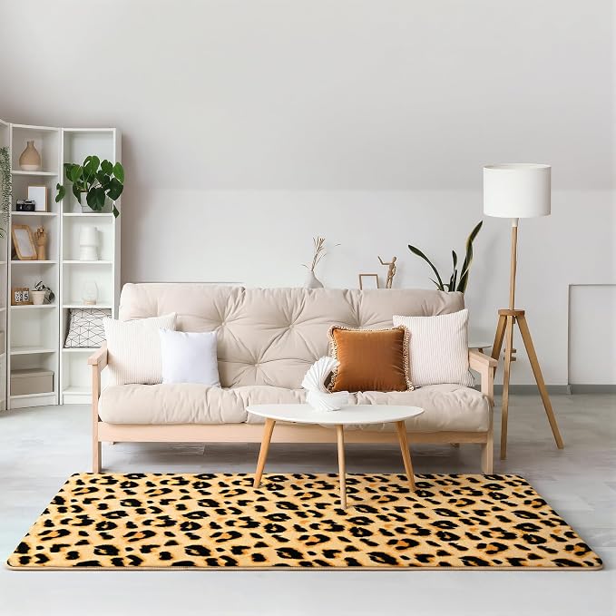 Soft Leopard Runner Rugs, 2x6 Cheetah Print Bedroom Bedside Rugs | Washable - Image 8