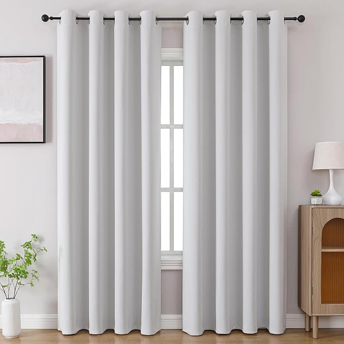 CUCRAF Grayish White Blackout Curtains 54 inch Length 2 Panels Set, Room by CUCRAF