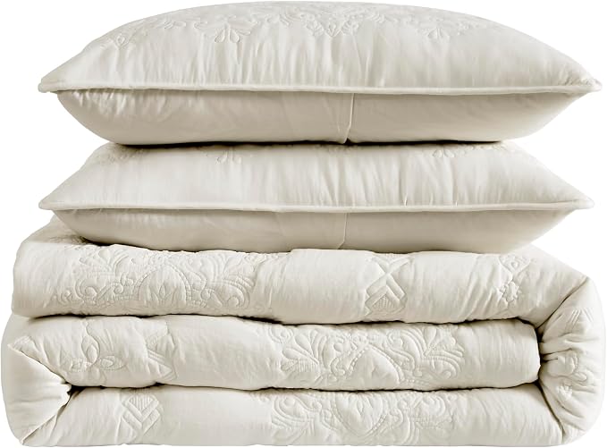 B2EVER Boho Light Beige Quilt King Size Bedding Sets - Image 7