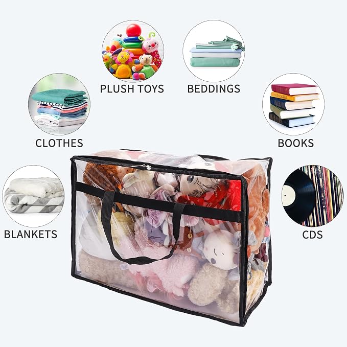 Blanket Storage Bags Extra Large 60L 4 Pack Clothes Organizer | Clear Plastic - Image 6
